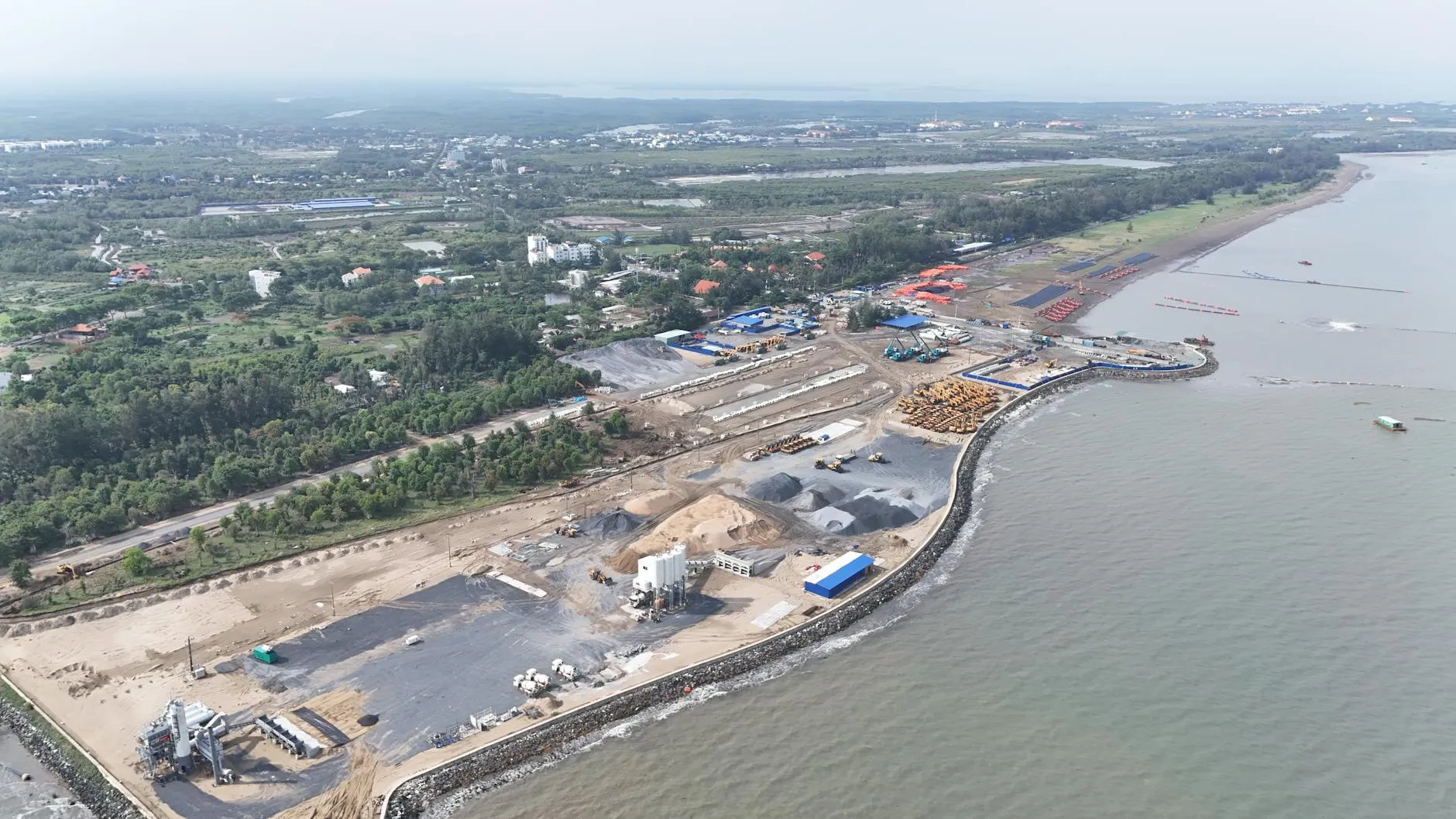Aerial view of coastline and land prime for development in the Riviera Maya